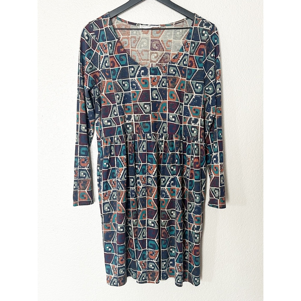 Peruvian Connection Huari Pima Cotton Dress Geometric Print Boho Size Medium - Picture 2 of 8